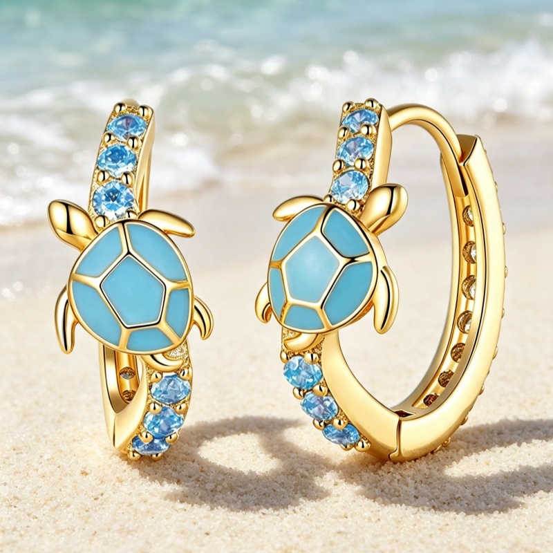 TEMU Cute Exquisite Blue Enamel Earrings Inlay Zirconia Circle Earrings For Women Casual Daily Vacation Party Fashion Earrings Jewelry Gift