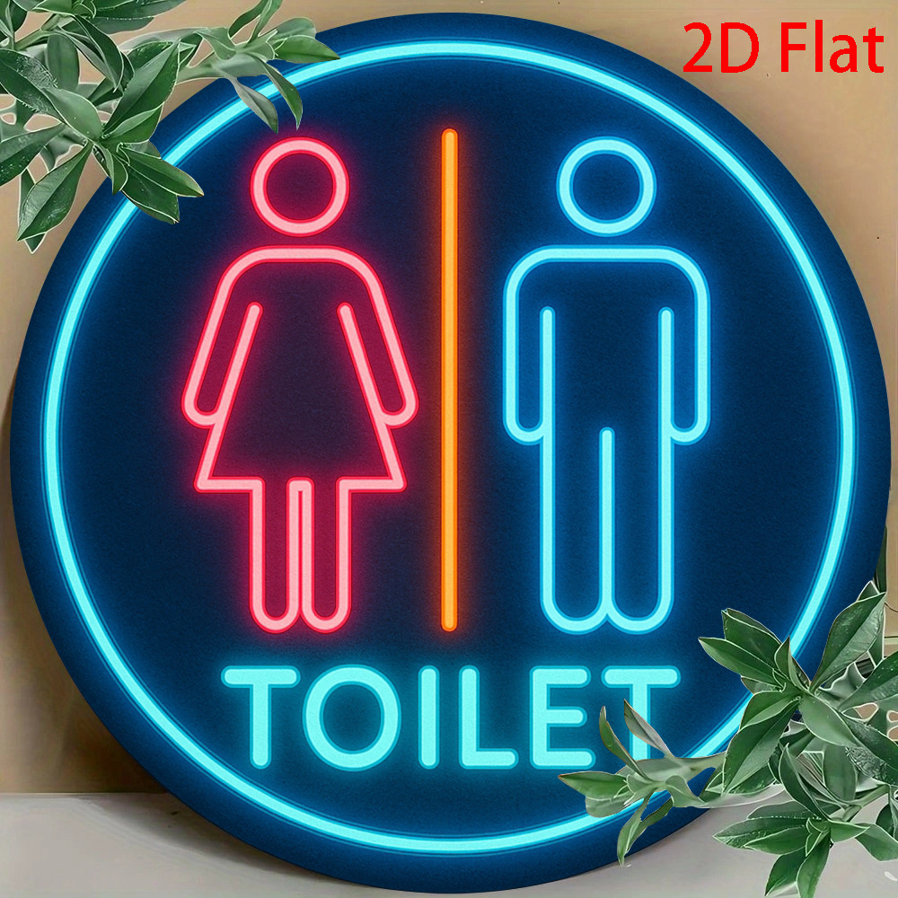 E-shop 2D Flach ., "Toilette" Retro Schild (7.87" X 7.87"/20 cm * 20 cm) Runde Plakette Dekoration, Geeignet für, Zäune, Flur Arbeitszimmer Büro,