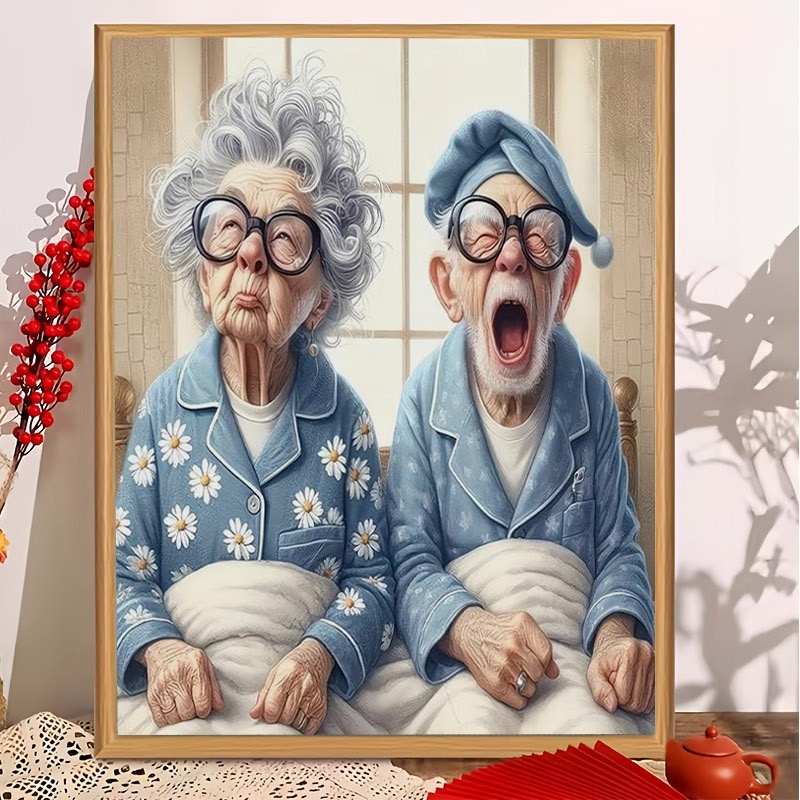 Elderly Couple Pattern Cross Stitch Kit, Polyester Material