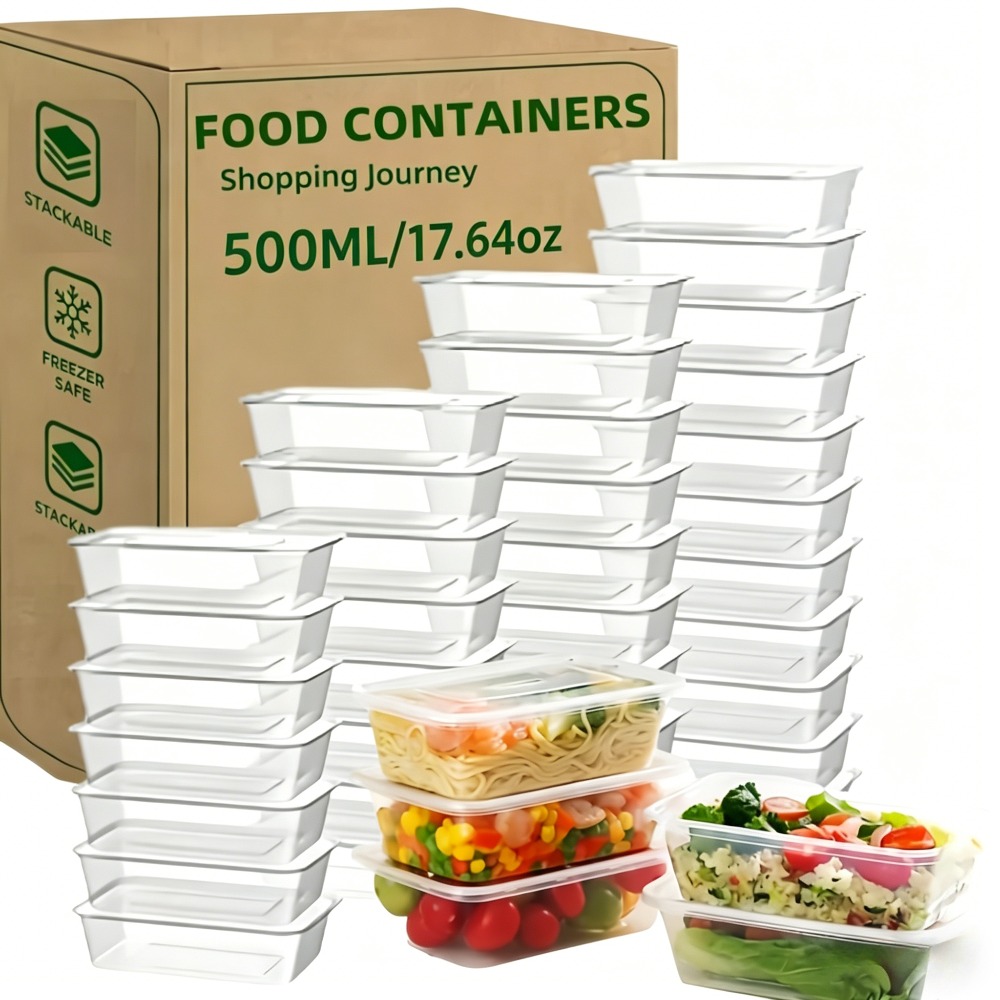 20 Stück auslaufsichere Meal-Prep-Aufbewahrungsbehälter mit Deckeln – 10 Behälter + 10 Deckel – 500 ml/17,64 oz wiederverwendbare Picknickboxen für den Außenbereich, stapelbare lebensmittelechte