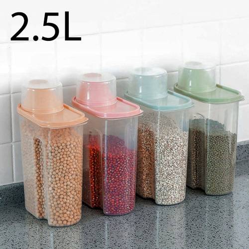 4pcs airtight cereal storage containers with spout measuring cup suitable for kitchen dry food dispenser pp plastic canisters for rice pet food pantry organization spout for