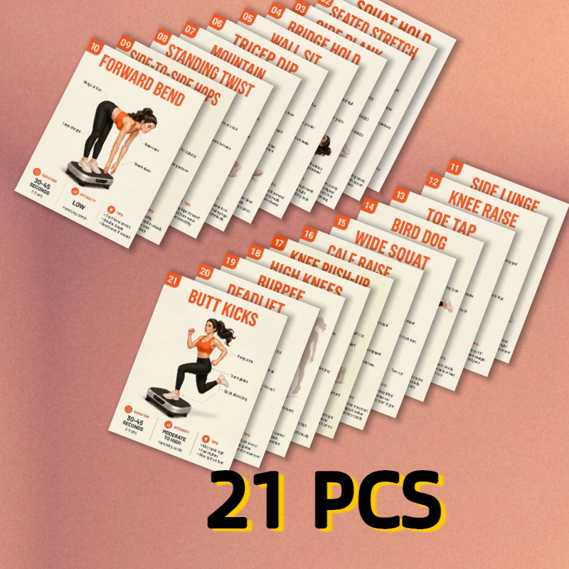 TEMU 21pcs Cards - Easy And Easy To , Suitable For And For Beginners | Portable Cards, Easily Unlock Diverse Fitness Plans