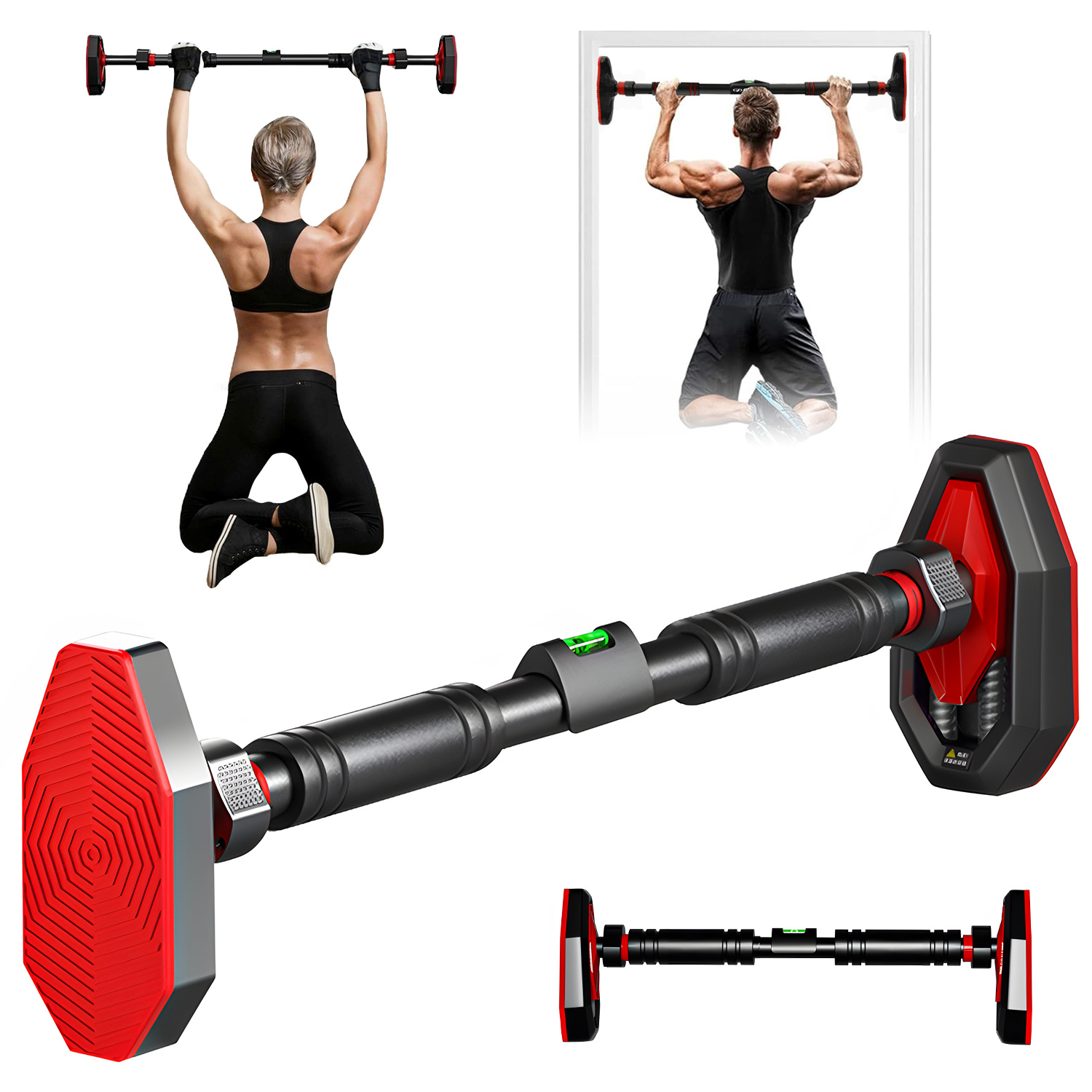 Image of Adjustable Chin Up Bar, Doorway Pull Up Bar For Home Gym, No Drill Required, Durable Steel Construction, Strength Training Equipment