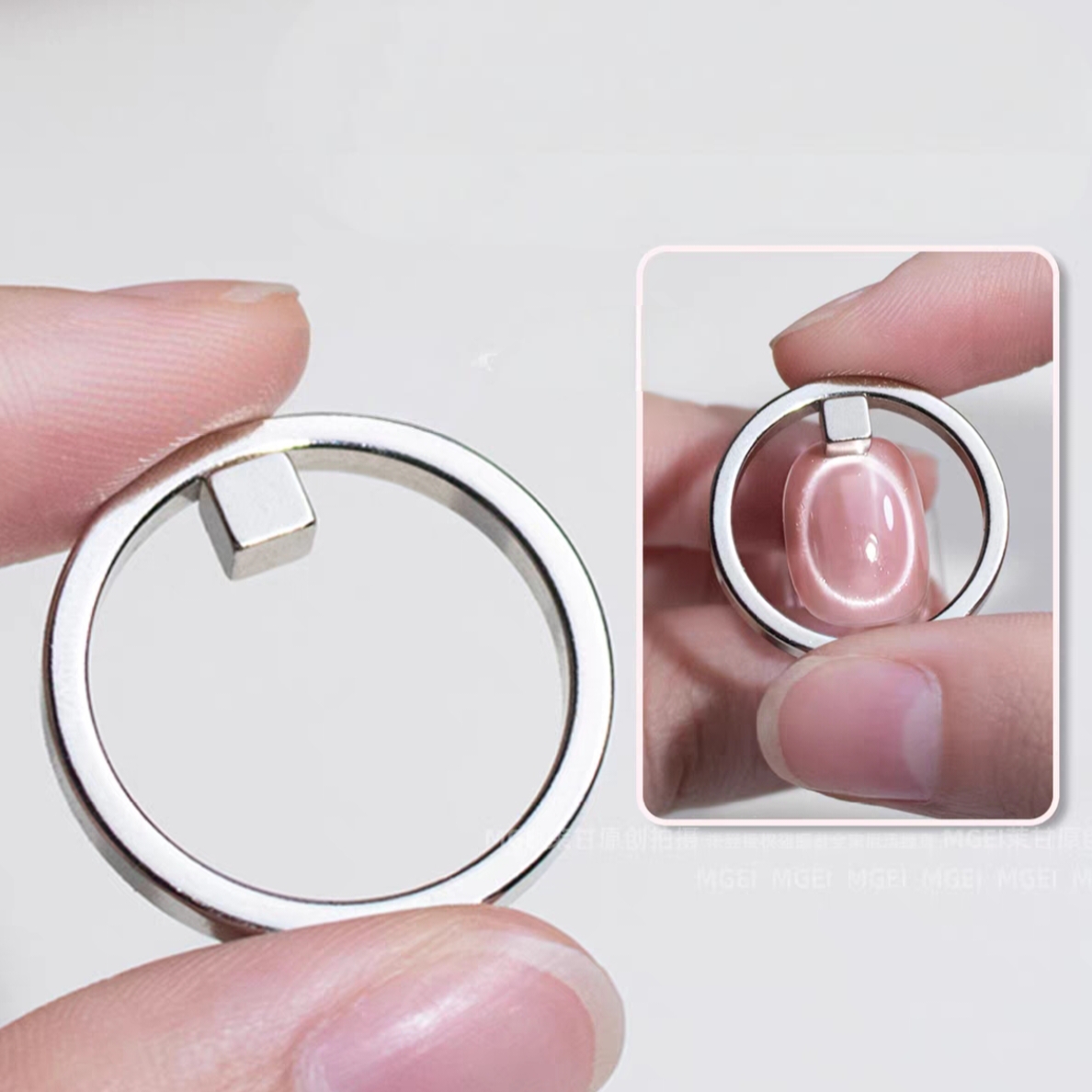 E-shop Ringförmiger Hohlmagnet, Ringmagnet + Kleiner Quadratischer Magnet, Katzenauge-Nagelkunst-Werkzeug, Starker Halt, Katzenaugen-Applikationshilfe