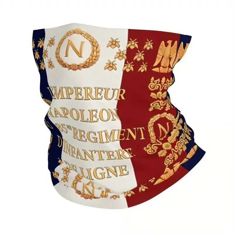 

Napoleon-themed Multi-functional Scarf With Face Mask –, Moisture-wicking, Lightweight Elastic Neck Gaiter For Cycling & Running, Intricate Historical Design