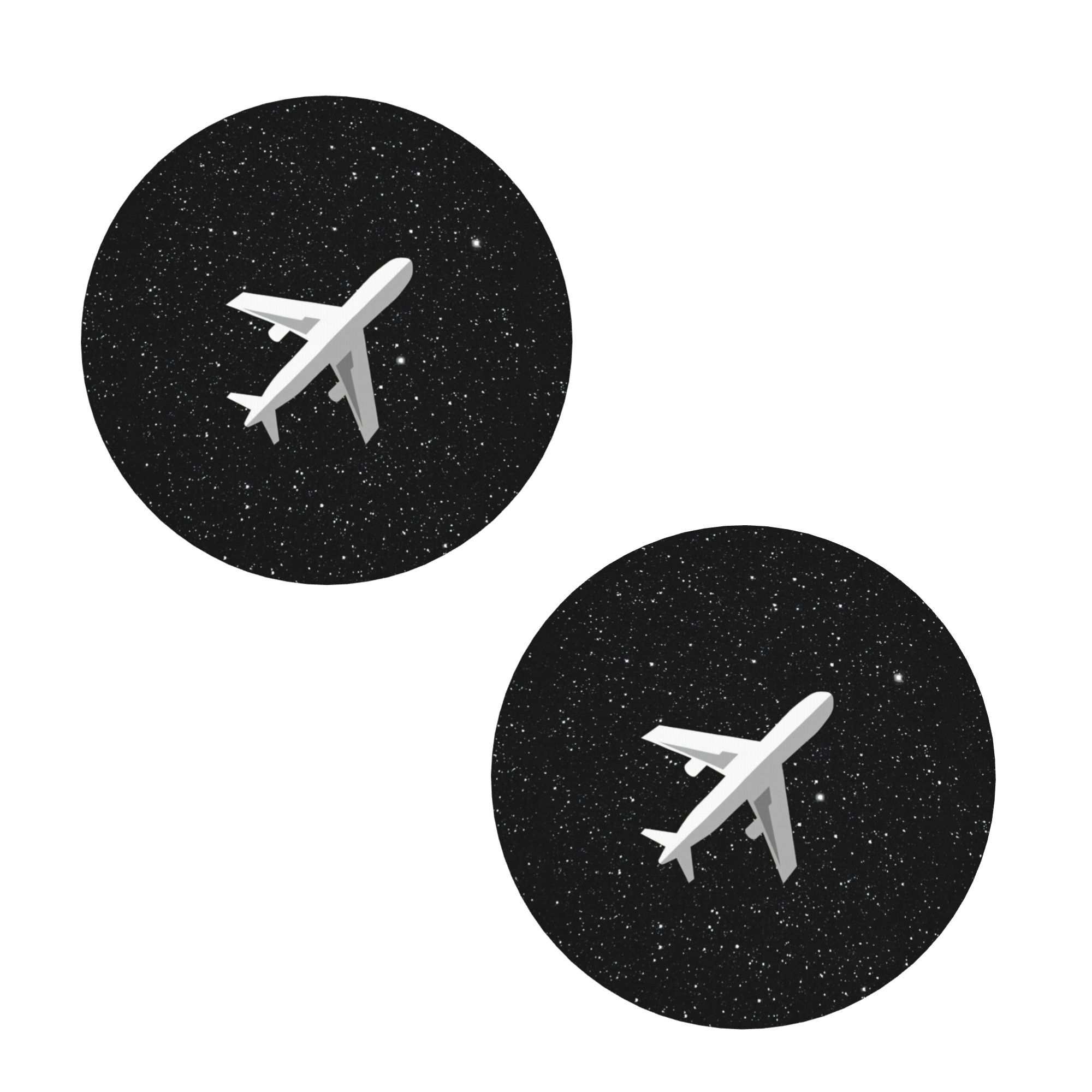 TEMU 2pcs Airplane Print Patterned Car Cup Coasters, Round Decorative Auto Cup Coasters, Dual Use Cup Coasters, Drink Coasters