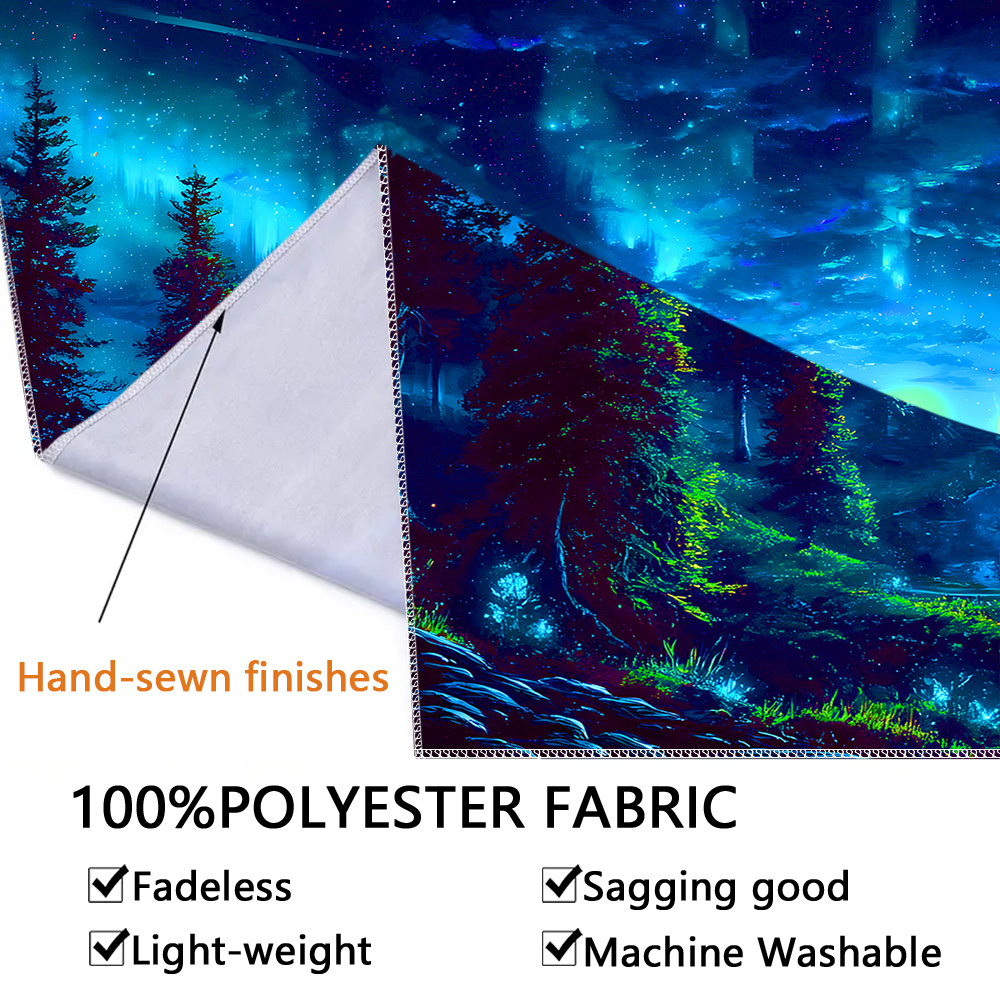 Fluorescent Uv Light Starry Sky Landscape Tapestry Wall Decor_voghion.com