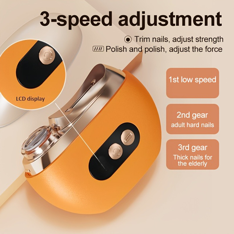 electric nail file, nail clipper, 3-speed rechargeable electric nail trimmer with polisher, led light   collector, 2-in-1 safe and portable design, suitable for nails and toenails Product details 3