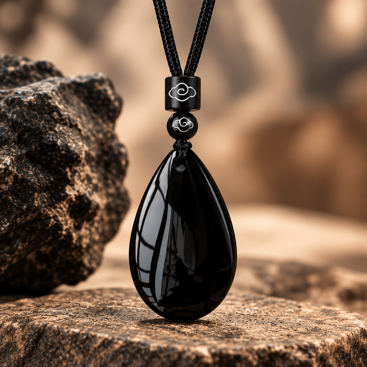 TEMU 1pc 1pcs Teardrop Pendant Necklace With Handmade Woven Cord & Cord Suitable For Men And Women, Minimalist Bohemian Jewelry For Casual Attire,
