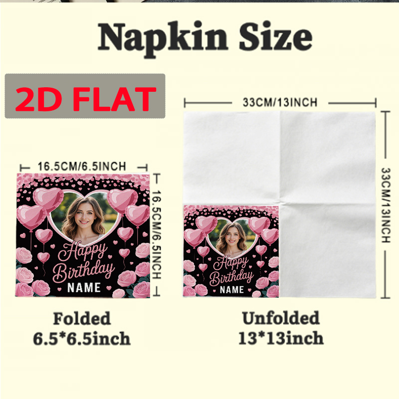 TEMU Lot de 20 serviettes personnalisées YSW pour , anniversaires, fêtes - Impression personnalisée de nom//numéro avec ballons roses et roses,