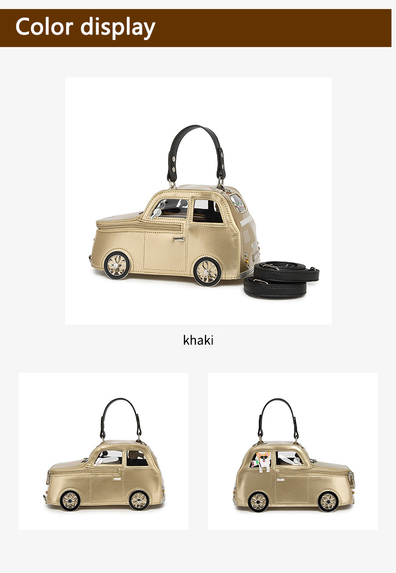 Women's 3D Mini Car-Shaped Handbag - Cute Purse with Adjustable Crossbody/Shoulder Strap, Golden-Tone Door Handle & Realistic Headlights - Pink/Golden/Black (-Like) Bag for Daily Use, Parties, - Stylish Gift Idea