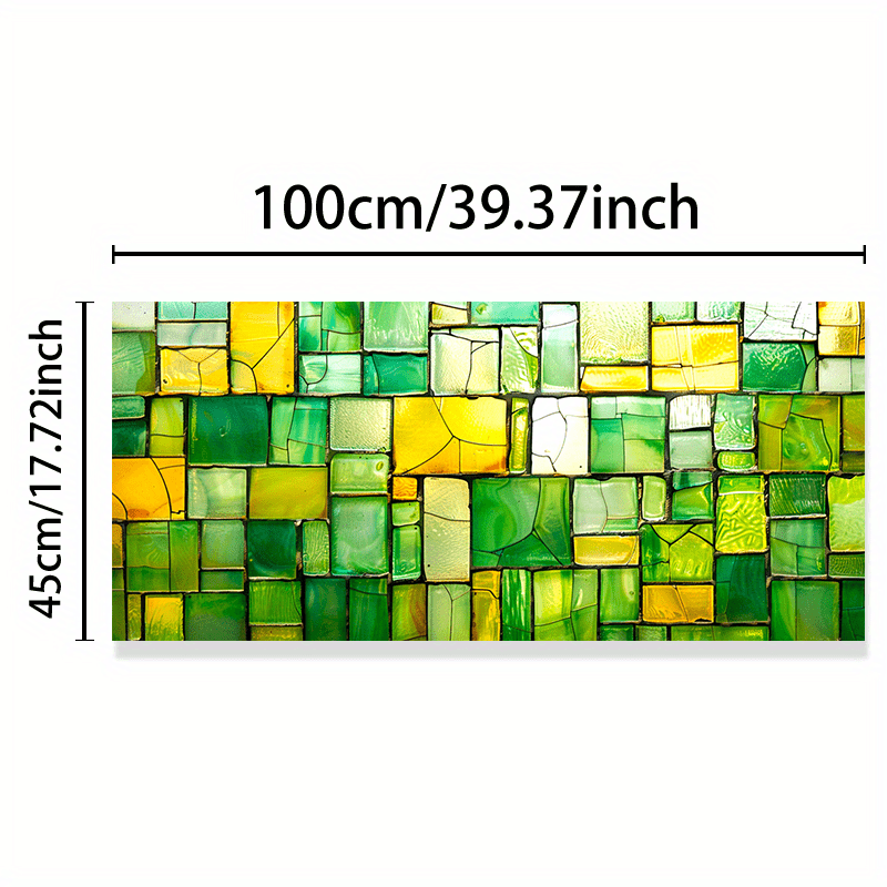TEMU 1 Stuk, 2D Vlak Geel-Groen Geometrisch Kleurrijke Glasraamfilm, PVC Statische Kleef Decoratieve Raamfilm Voor Deuren En Ramen, Voor