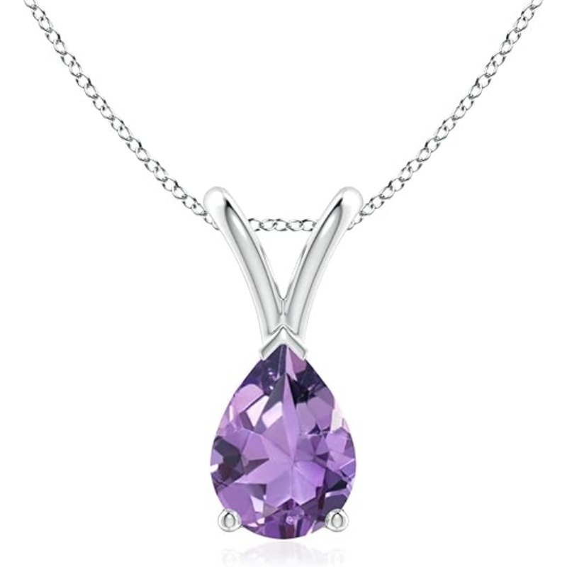 1.5ct Natural Amethyst Waterdrop Pendant Necklace