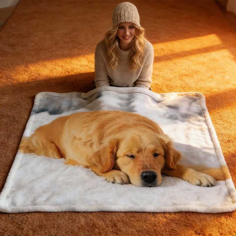 TEMU Custom Photo Blanket For Family And Couples - Personalized Blanket With Family Photos, Customizable Gift Blanket For Family, , And Sisters -