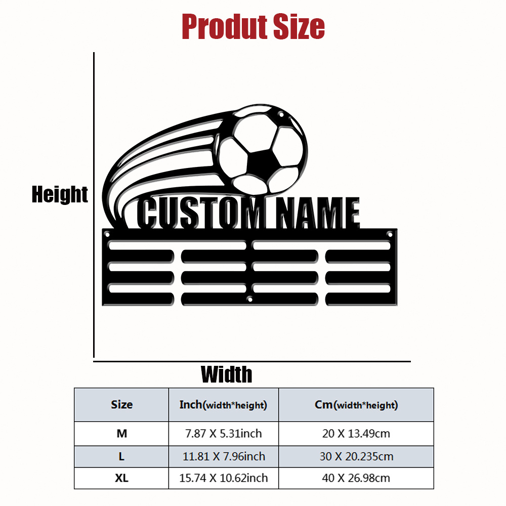 TEMU 1pc Interesting Of Football Shape Custom Metal Medal Holder, Sports Theme Metal Wall Art, As Valentines Gift New Year Gift Christmas Gift