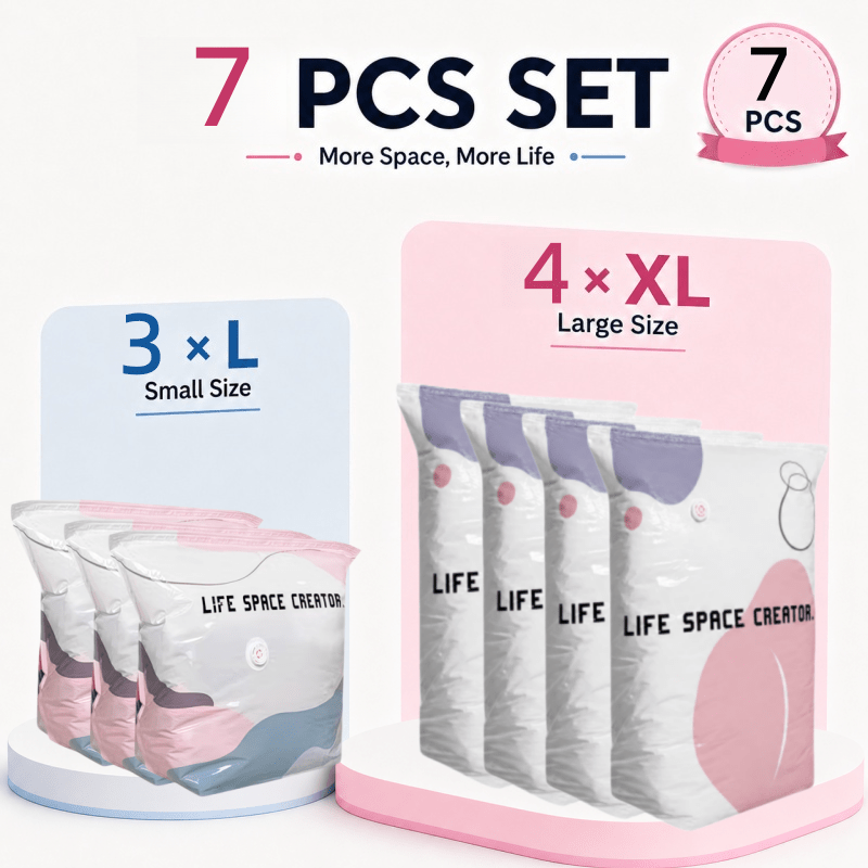 TEMU 7pcs Pump-free Vacuum Bags, Vacuum Storage Bags That Do Not An Air Pump, 3d Three-dimensional Pump-free Vacuum Compression Bags, Reusable Vacuum