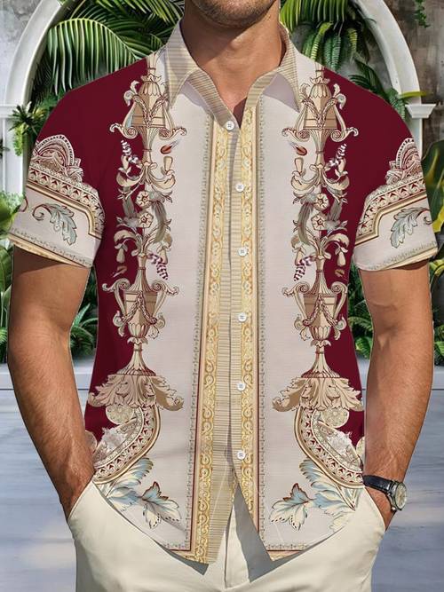 photo de l'article chemise homme manches courtes été vintage imprimé décontracté vacances haut