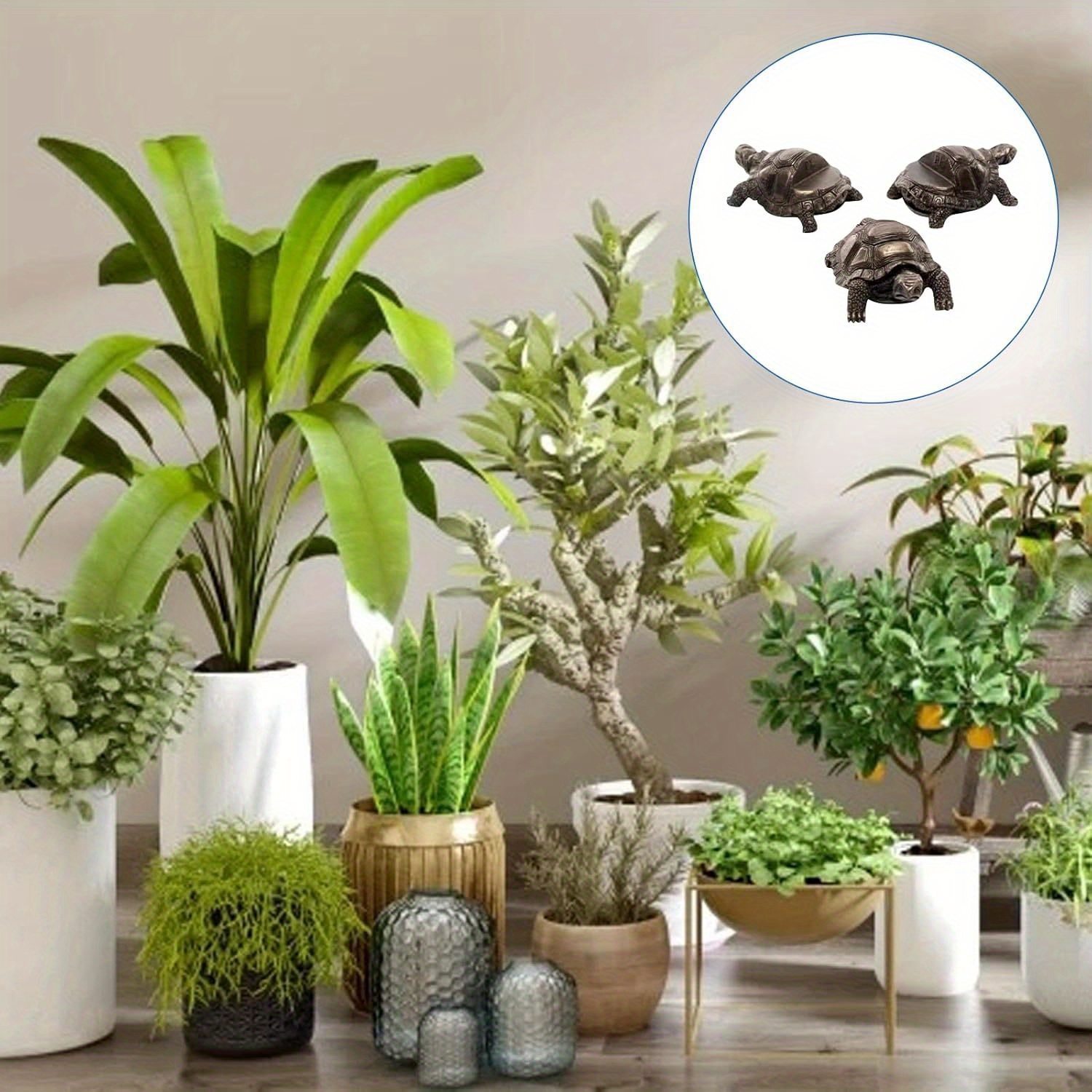 plant pot on a stand Brass Plant Pot On A Wooden Stand main image 1