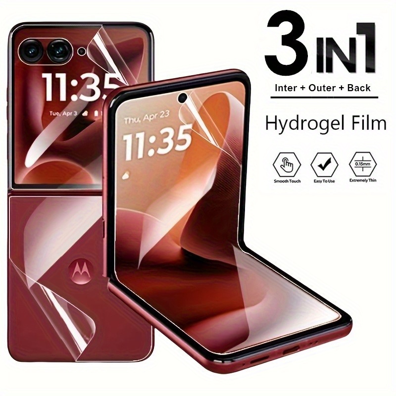 TEMU 3-in-1 Screen And Outer And Back Hydrogel Film For Motorola For Moto Razr 60 Ultra/razr 2025/razr+ 2025/razr 50 50 Ultra 40 40 Ultra/razr 2024