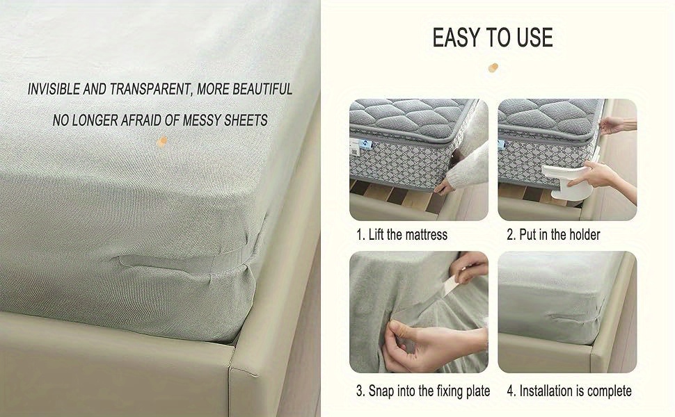 Lock Sheet Holders Set of 4, Bed Sheet Holder Fitted Sheet Straps/Holders Keep Sheets Firm & Tight, Heavy Duty Bed Sheet Holder Corner Fitted Sheet Straps Fit All Mattress Size