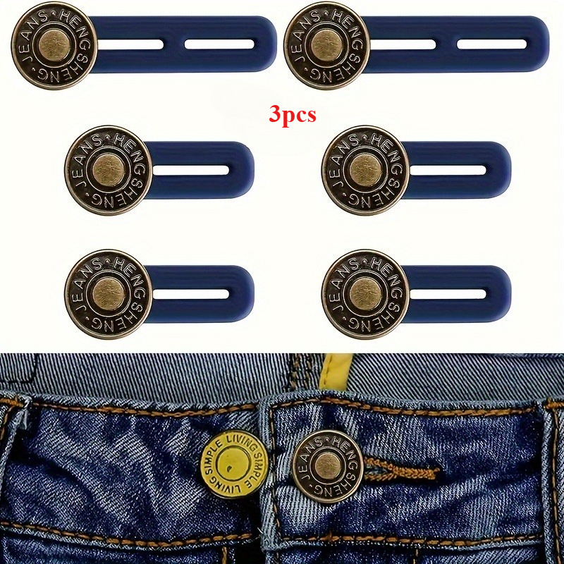 TEMU Juego de 3 extensores de botón para jeans, extensores de cintura para hombres y mujeres, extensores de cinturón instantáneos de material