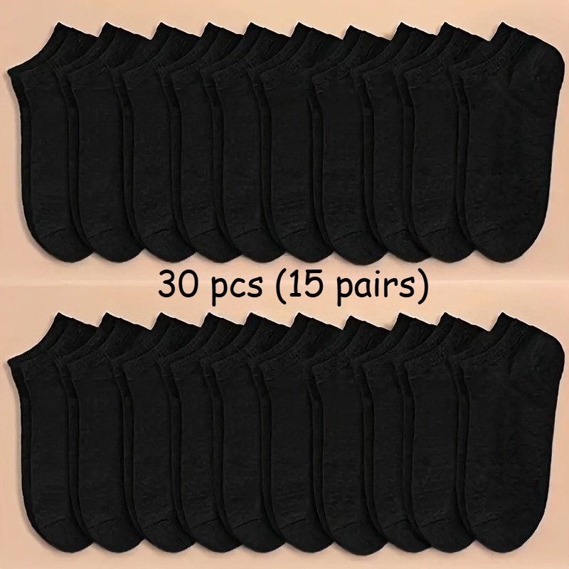 TEMU 30pcs(15pairs) Summer Unisex Solid Color Light Mouth Low Side Boat Socks