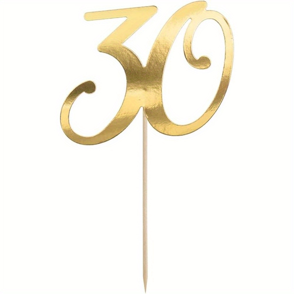 Image of 1pc Number 30 Or 40th Cake Topper - Birthday Cake Decor Supplies - Anniversary Cupcake Toppers For Parties