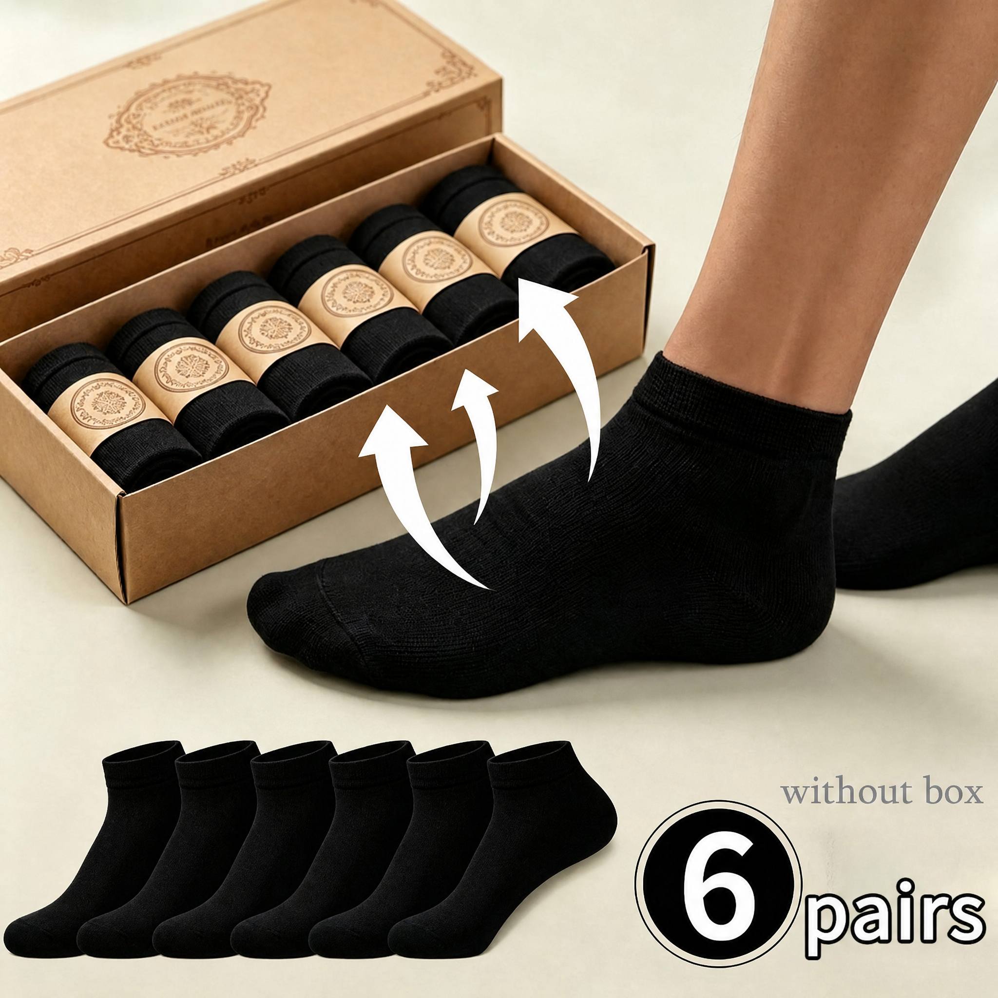 TEMU 6 Pairs Men' & Women' Breathable Summer Socks - Moisture-wicking Seamless Athletic & Casual Socks Suitable For Travel, Sports, Gym, Outdoor - /