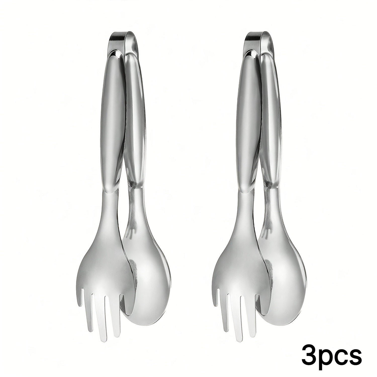TEMU 3pcs Stainless Steel Salad Hand-serving Tongs - Cooking Tool - Bbq Clamp - Bread And Steak Clamp - Five-finger Clamp - Suitable For Home Use,
