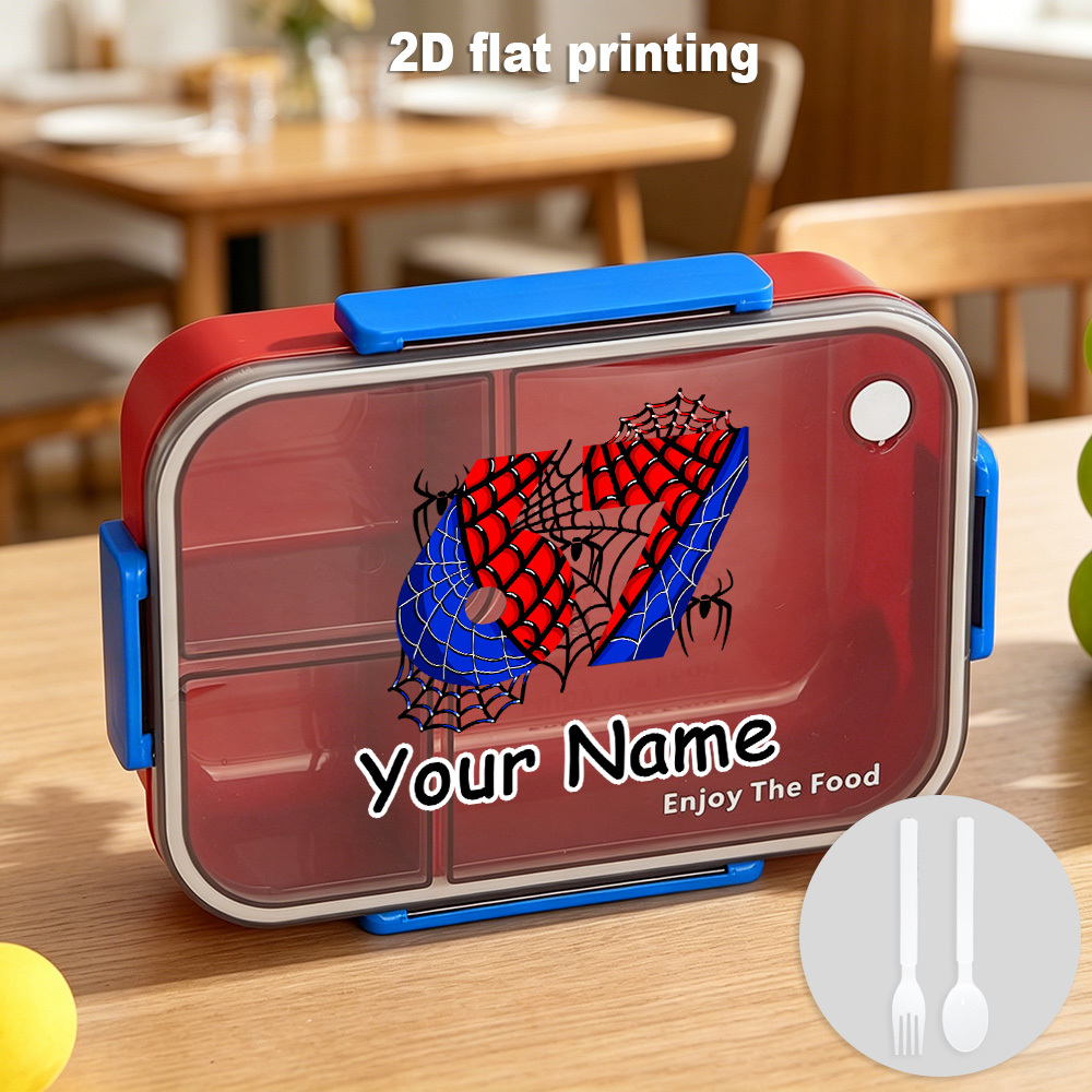 TEMU 1pc Customizable Lunch Box, 2d Flat Printing Cartoon Printed Lunch Box, Suitable For Back To School And Camping-, 2d Flat