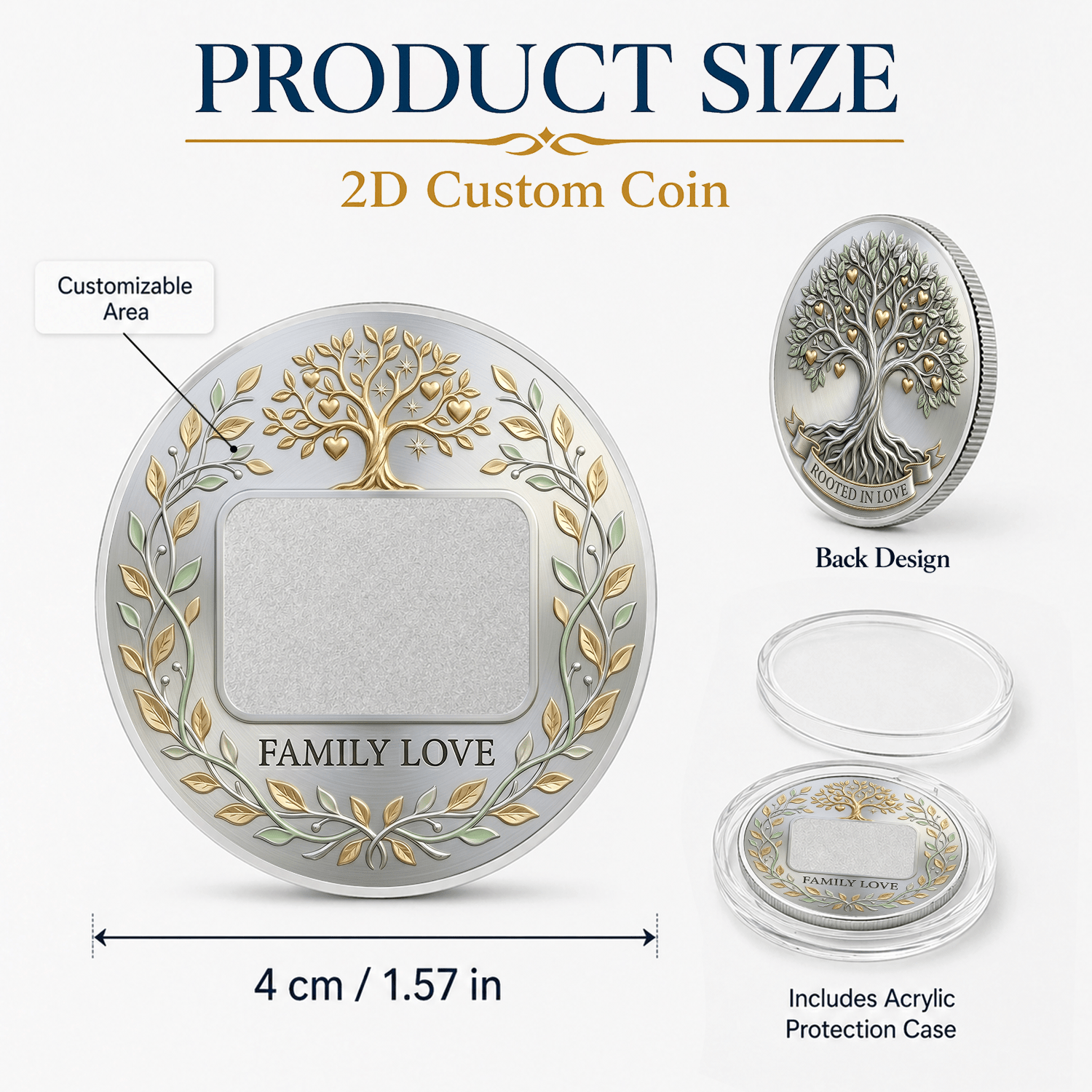 TEMU 1 2d Flat Personalized Photo Custom Commemorative Coin. The Front Side Allows For Customization With Portraits, Pet Photos, Couple Photos, Or
