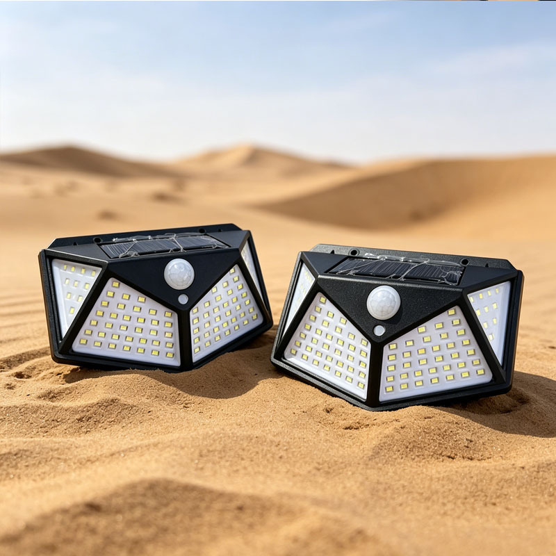 TEMU 2pcs 100led Solar Wall Light, Sensor Outdoor Street Lights, Abs Material Solar Rechargeable Lantern, Wide Lighting Angle Floodlight, 3 Safety