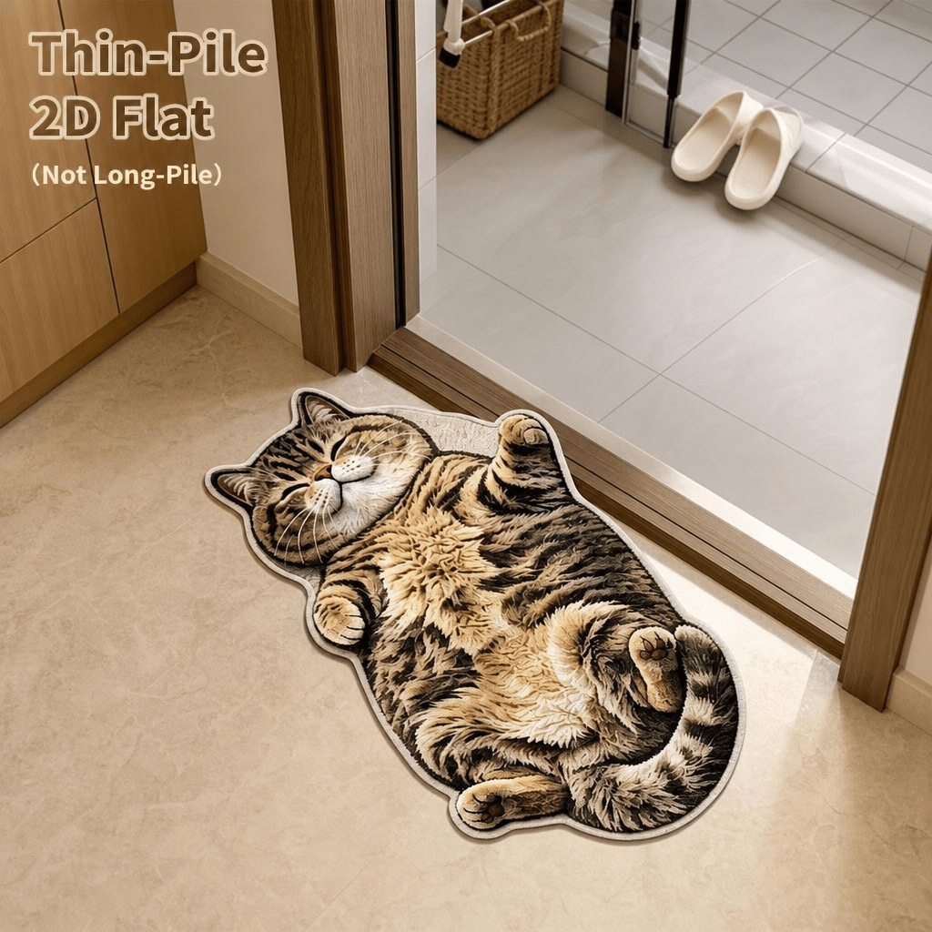 TEMU 1pc Velvet 850g/mÂ² 9mm 2d Painting Short Plush 2d Non-long Pile Bedroom Bedside Carpet Cute Lazy Pattern Irregular Carpet Soft Comfortable Floor