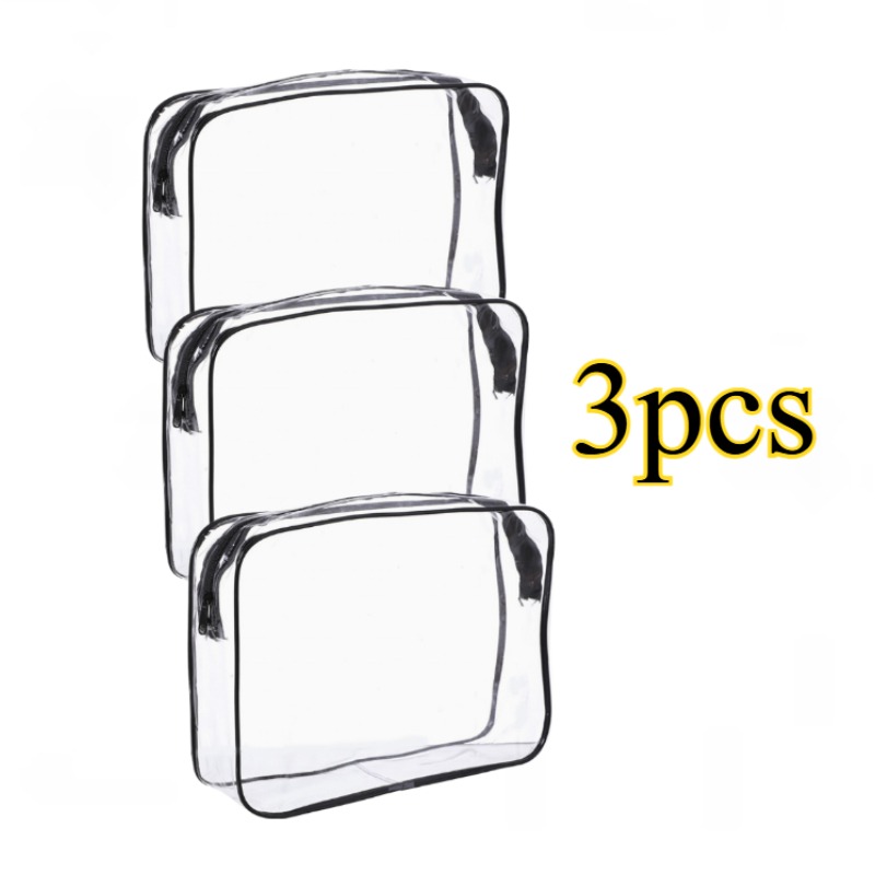 TEMU 3pcs Set Of Thickened Clear Plastic Storage Bags With Heavy-duty Zippers, Large Capacity Organizers. Clear Large Storage Bags For Travel