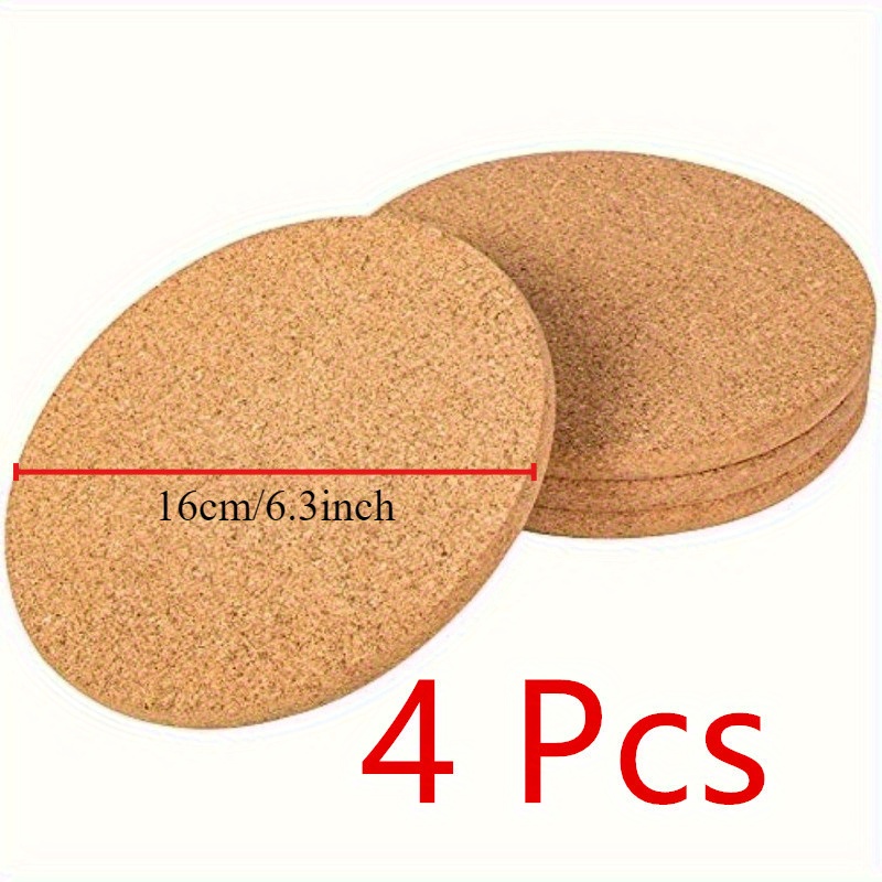 TEMU 4pcs Pot Holder=16cm Thick Round Cork, Hot Pads For Dishes, Pots, Pans And Plants, Hot Pads For Table And Countertop, Home, Kitchen Supplies
