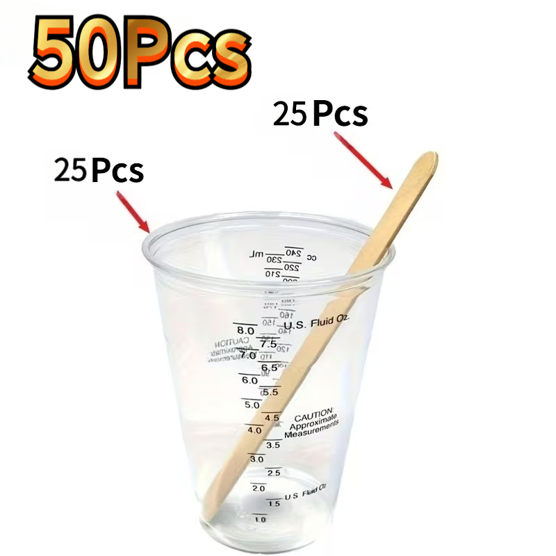 Image of 30/50pcs Resin Epoxy Mixing Cup Set, (cup + Stirring Rod) 8oz Transparent Measuring Cup, Measuring Cup, Perfect For Busy , , Or . Use Ensures Precision, Suitable For Mixing Resin, Paint, Epoxy Glue
