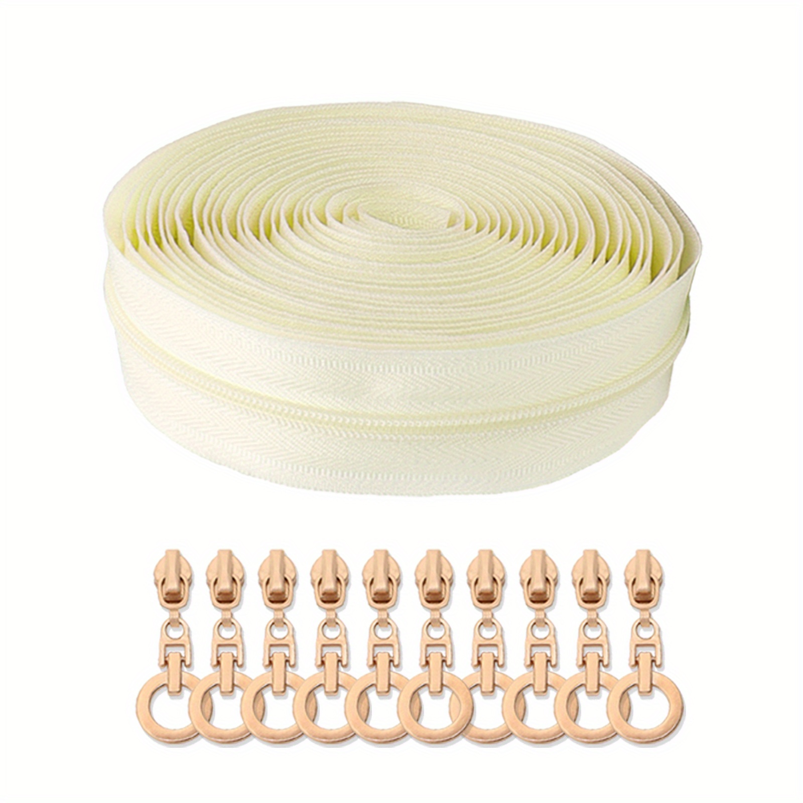TEMU 1 Set, (177 Inches/ 450cm) Nylon Zipper With 10 Circular Zipper Sliders, Suitable For Replacing Zippers In Home Sewing, Handcraft Diy Projects,