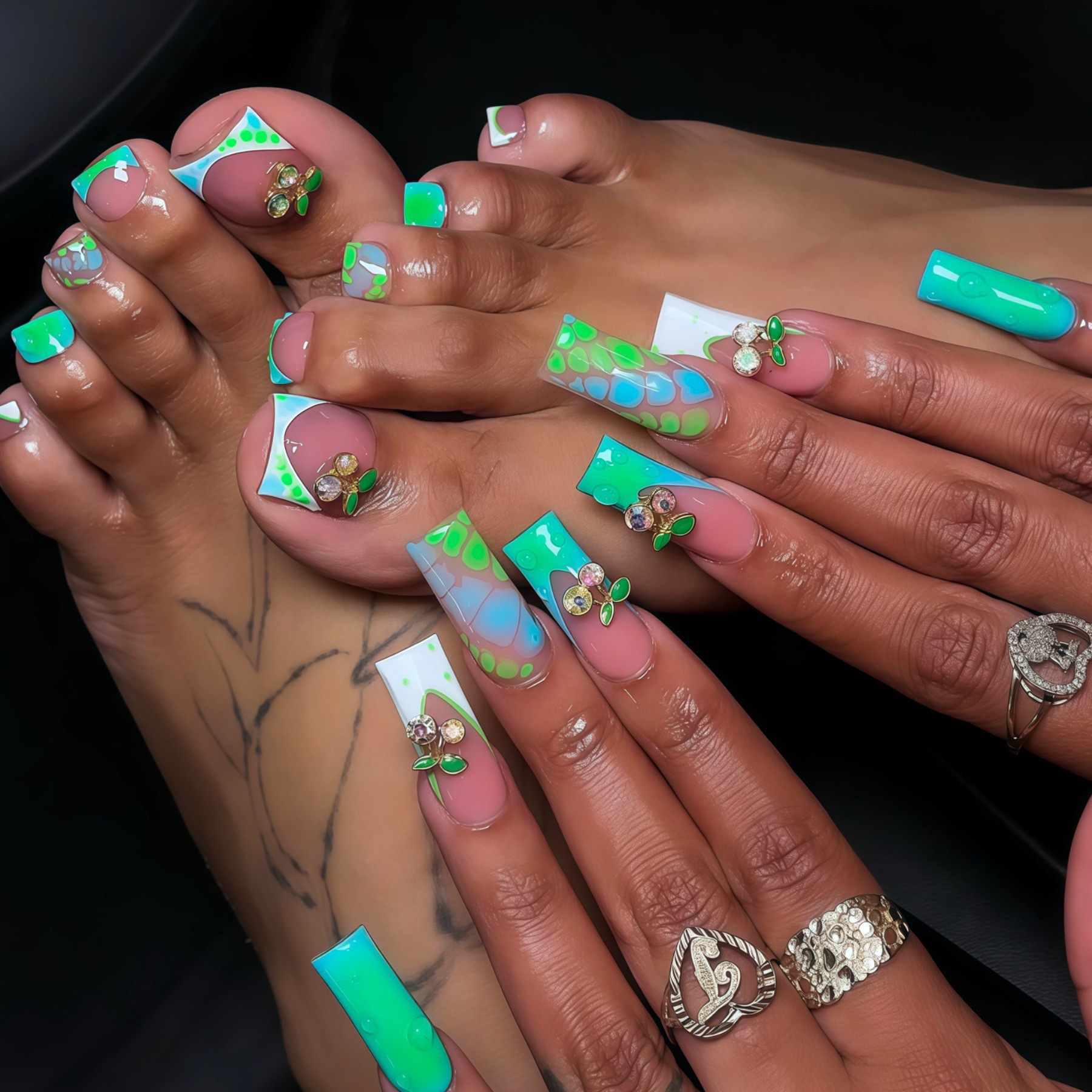 TEMU 48pcs--border Hand And Foot Summer Texture Cute Nails