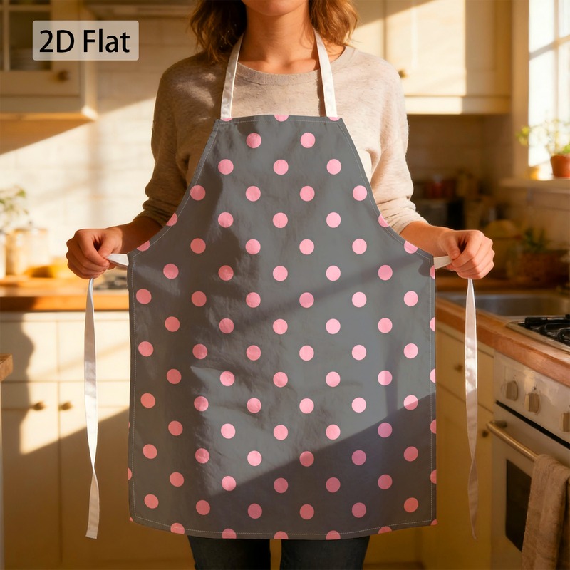 TEMU 1pc Retro Dining Polka Dot Graphic Chef Apron Print Classic 27 X 22 Inch (68 X 55 Cm) Easy Apron Pattern Unisex Lightweight Fade Resistant For