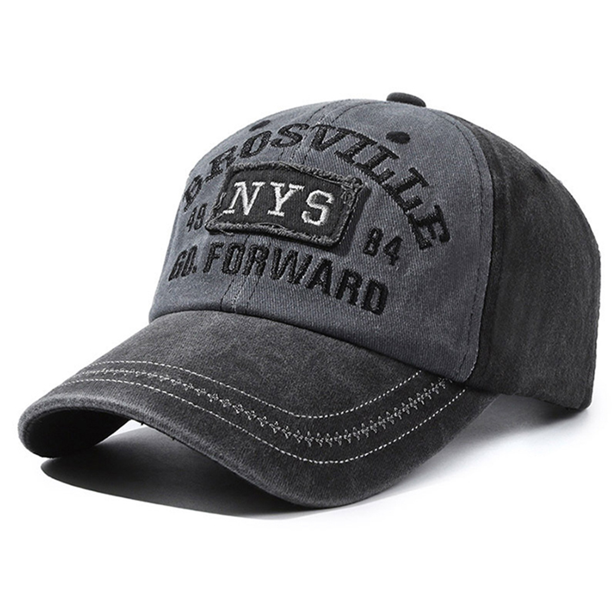 Image of 1pcs Men Nys Embroidered Washed Baseball Cap Outdoor Adjustable Fashion Casual Hat Suitable For Spring And Autumn Travel Beach Party