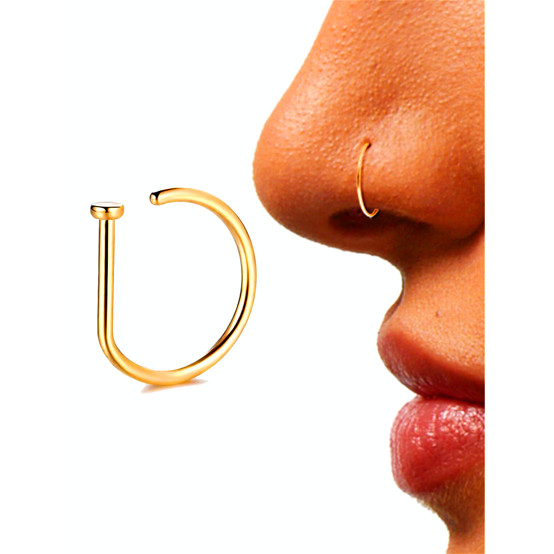 3pcs Geometric Shape Punk Nose Rings Set, Stainless Steel