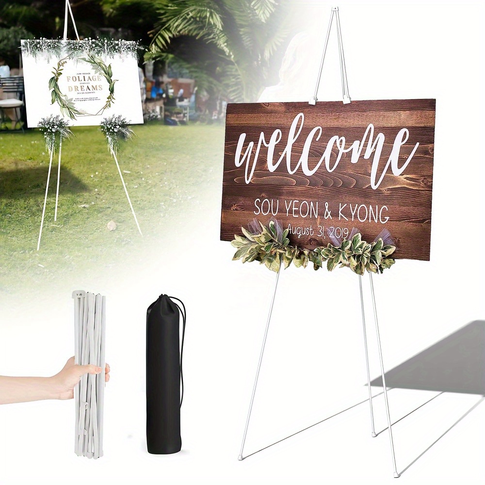 Image of 1set 160cm Artist Easel, Adjustable Tripod, Art Canvas Painting Display Stand, Portable Photo Stand, Thickened Telescopic Floor Standing Easel, Welcome Board Stand, For Wedding, Poster, Art Exhibition