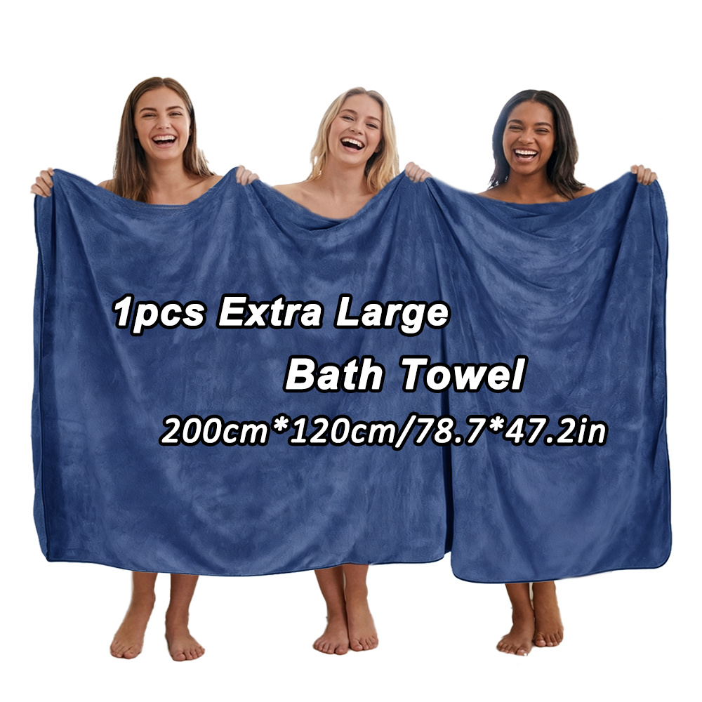 TEMU 1pc Extra Large Colorful Bath Towel/1pc Colorful Bath Towel, Microfiber Material, 200x120cm/78.7x47.2in Or 70x140cm/27.6x55in, In Multiple