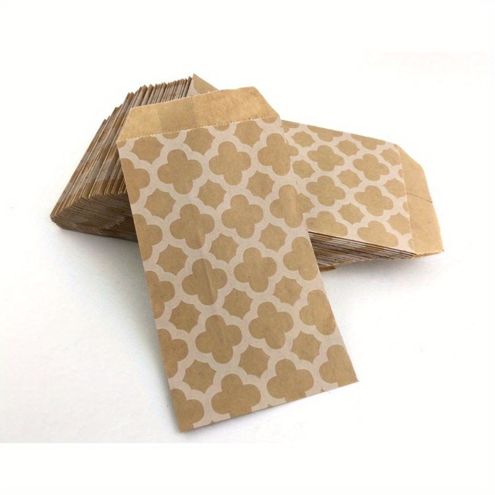 Image of 50pcs 8x15cm Paper Gift Bags – 5x3 Inch Small Flat Favor Bags With Design – Ideal For Parties, Weddings, Events, And Gift Wrapping