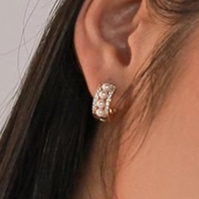 Women's Synthetic Zirconia Hoop Earrings, Elegant Design