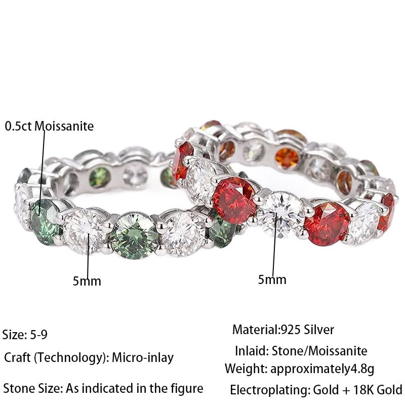 Men's Luxury Moissanite Hip Hop Ring, Stylish Finger Ornament
