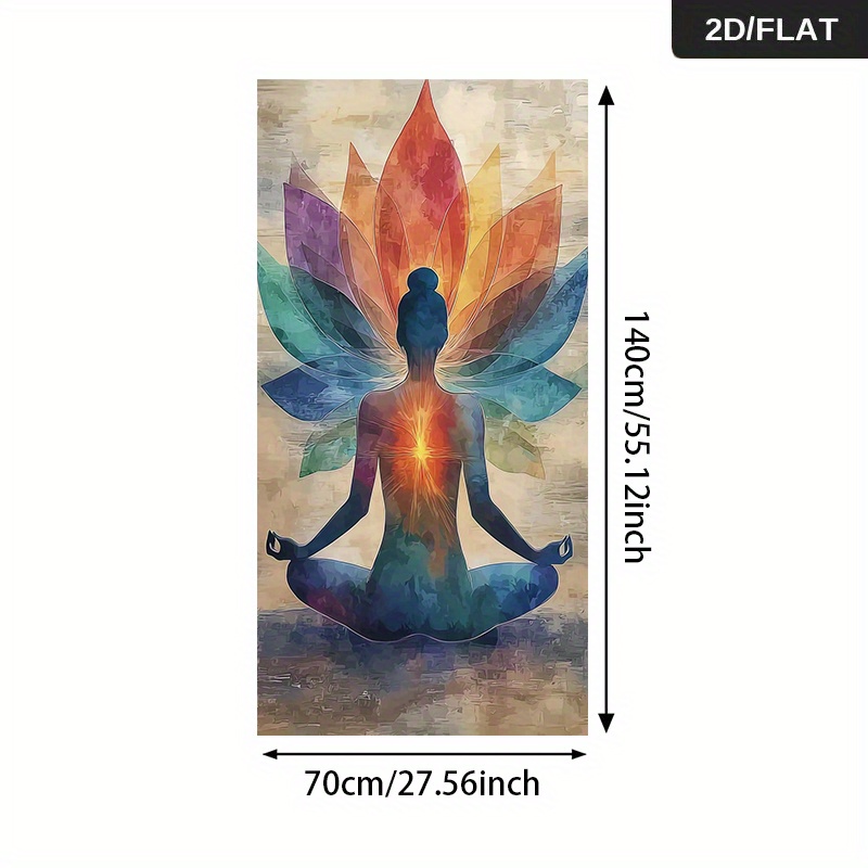 TEMU 1pc Extra Large Modern Abstract Chakra Balance For Lotus Meditation Canvas Painting - Frameless Spiritual Wall Art Poster, Large Living Room &