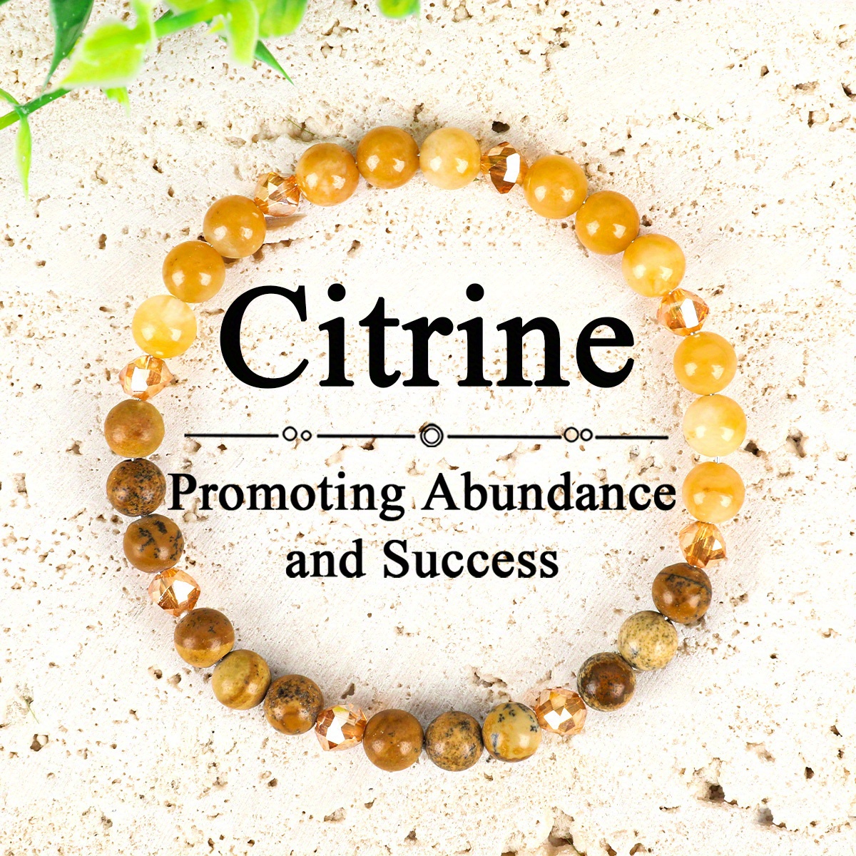 Image of 1pc Citrine Stone Beaded Bracelet, 6mm, Handcrafted Jewelry Gift For And Success, Unisex, For Men And Women