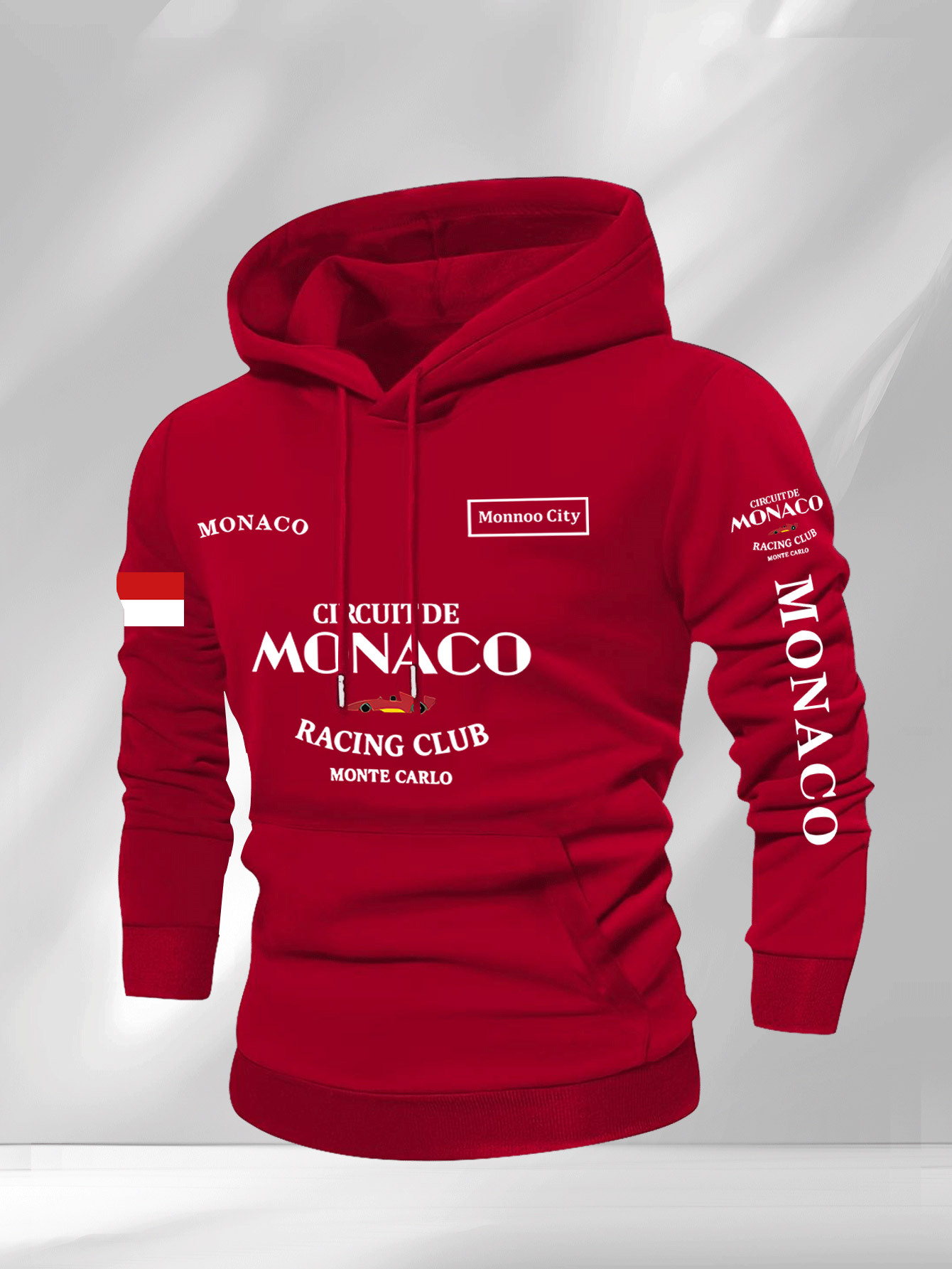 Fleece hoodie voor heren met Monaco Racing sponsorlogo's