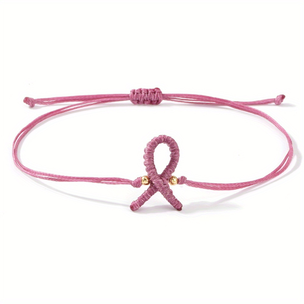 TEMU Pulsera de con rosa para mujer, pulsera de concienciación sobre el cáncer con detalles de cuentas pequeñas, regalo detallista para /novia